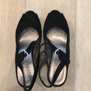 Black suede Stuart weitzman wedged
